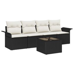 vidaXL Set Divano da Giardino 5 pcs Nero e Crema polyrattan