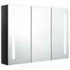 vidaXL Armadietto Bagno con Specchio e LED Nero Lucido 89x14x62 cm