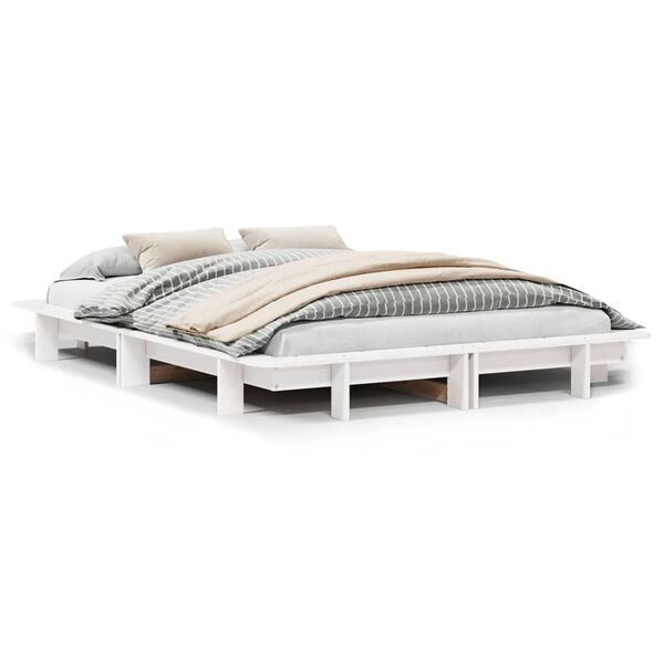 vidaXL Letto senza Materasso Bianco 140x190 cm Legno Massello di Pino
