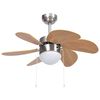 vidaXL Ventilatore da Soffitto con Luce 76 cm Marrone Chiaro