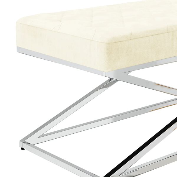 vidaXL Panca Crema in Velluto e Acciaio Inossidabile