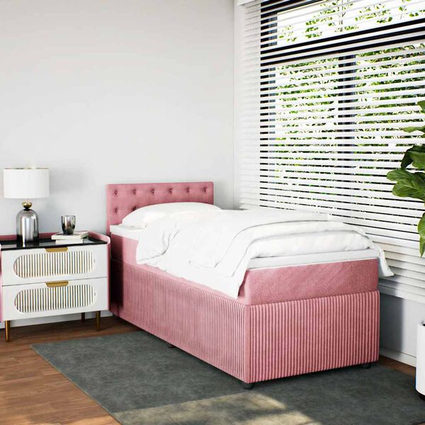 vidaXL Giroletto a Molle con Materasso Rosa 90x190 cm in Velluto