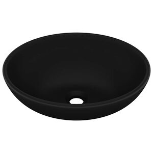 vidaXL Lavandino Lusso Ovale Nero Opaco 40x33 cm in Ceramica