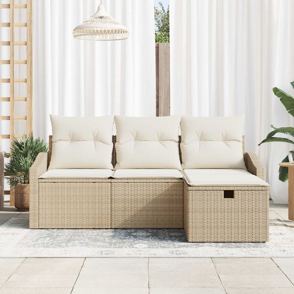 vidaXL Set di divani con cuscino 4 pcs polyrattan