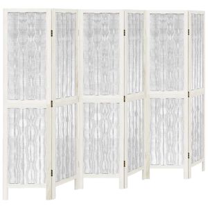 vidaXL Divisorio Ambienti 6Pannelli Bianco Legno Massello di Paulownia