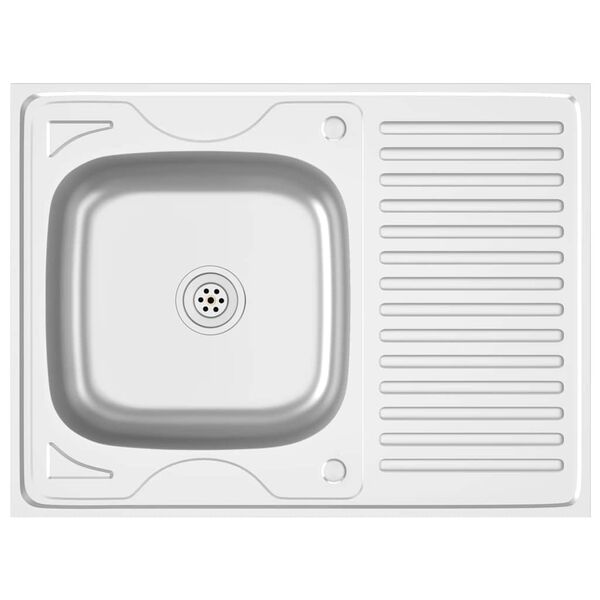 vidaXL Lavello da Cucina con Scarico Argento 800x600x155 mm Acciaio