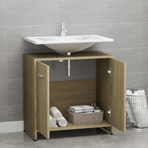 vidaXL Armadietto da Bagno Rovere Sonoma 60x33x61 cm Legno Multistrato