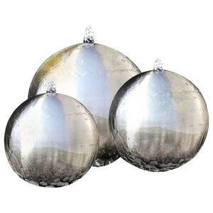 vidaXL Fontane da Giardino a Sfera 3 pz con LED in Acciaio Inox 30 cm