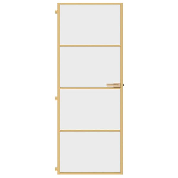 vidaXL Porta Interni Sottile Oro 76x201,5cm Vetro Temperato Alluminio