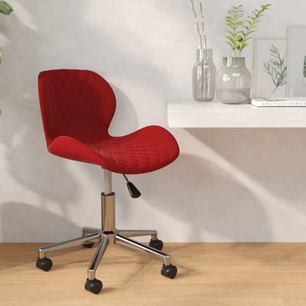 vidaXL Sedia da Pranzo Girevole Rosso Vino in Velluto