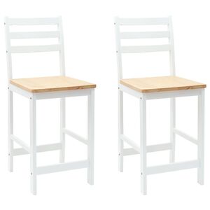 vidaXL Sedie da pranzo 2 pz Legno di gomma solido Bianco
