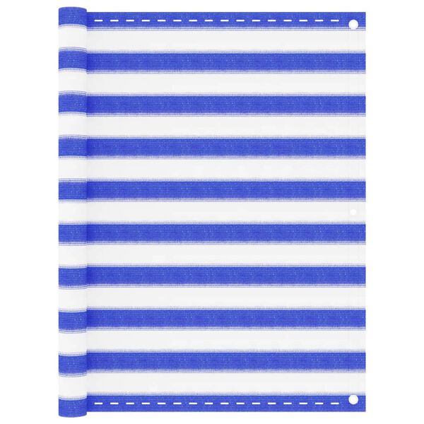 vidaXL Paravento da Balcone Blu e Bianco 120x600 cm in HDPE