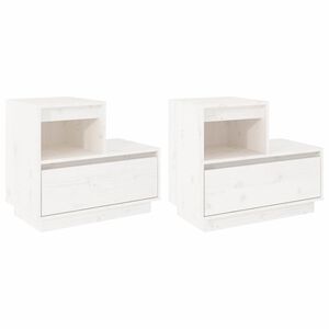 vidaXL Comodini Bianchi 2 pz 60x34x51 cm in Legno Massello di Pino