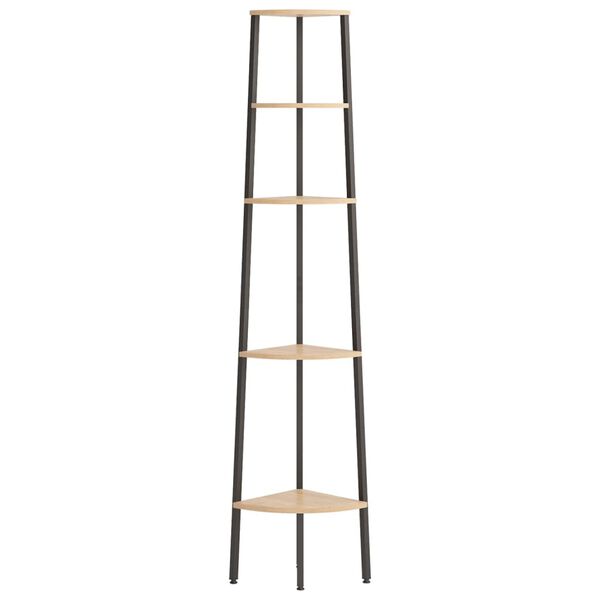 vidaXL Scaffale Angolare 5 Livelli Marrone Chiaro Nero 45,5x31,5x180cm