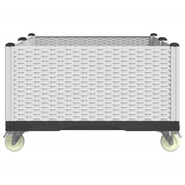 vidaXL Fioriera da Giardino con Ruote Bianca 100x80x54 cm in PP