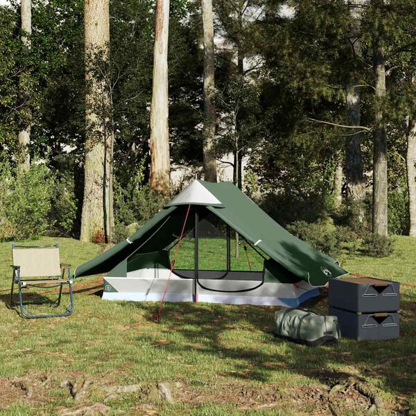 vidaXL Tenda da Campeggio per 2 Persone Verde Impermeabile