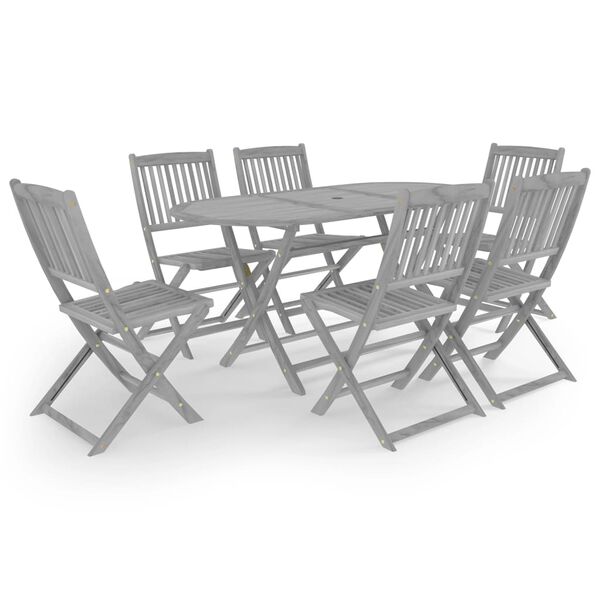 vidaXL Set da Pranzo per Giardino 7 pz Legno Massello di Acacia Grigio