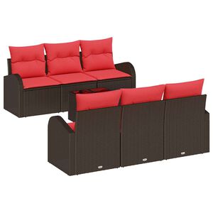 vidaXL Set Divano da Giardino 7 pz 6-Numero di posti Marrone