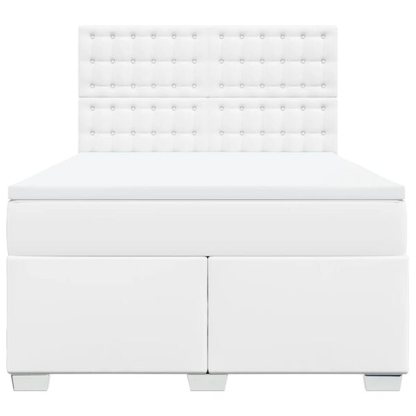 vidaXL Giroletto a Molle con Materasso Bianco 140x200 cm in Similpelle