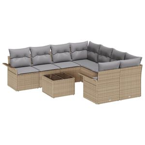 vidaXL Set Divano da Giardino 9 pcs Beige Poly Rattan