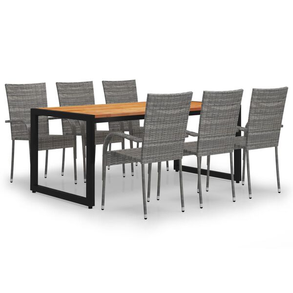 vidaXL Set da Pranzo per Giardino 7 pz Grigio