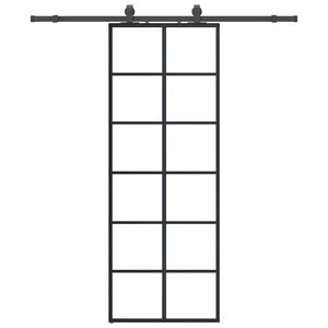 vidaXL Porta Scorrevole con Ferramenta Nera 76x205 cm in Vetro ESG