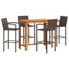 vidaXL Set Bar Giardino 5pz Marrone Legno Massello Acacia e Polyrattan