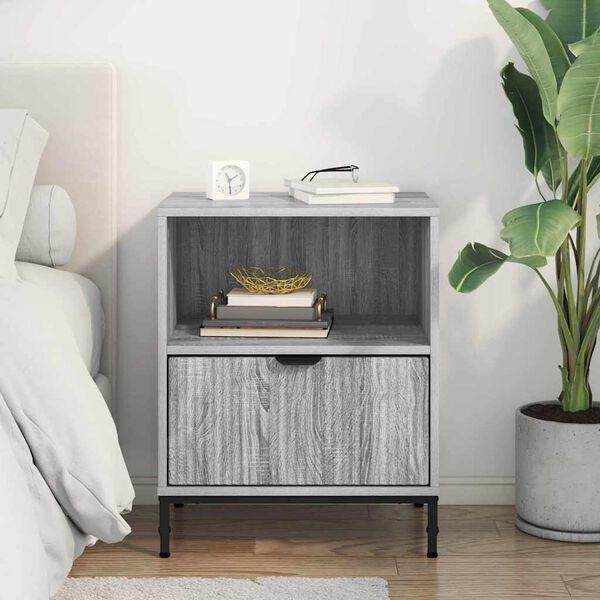 vidaXL Armadio da Notte con cassetto Grigio sonoma 49 x 36 x 61 cm