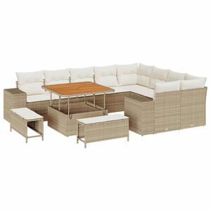 vidaXL Set Divano da Giardino 12 pz Beige polyrattan