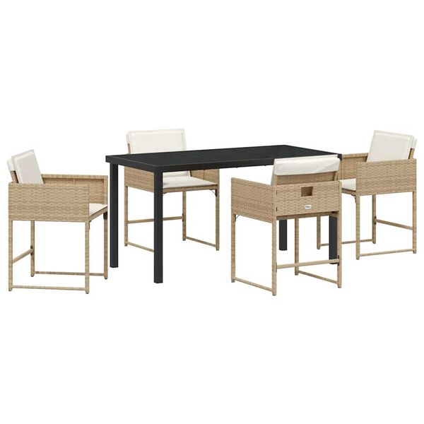 vidaXL Set da Pranzo per Giardino 5 pcs Beige polyrattan