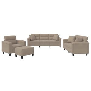 vidaXL Set Divani 4 pz con Cuscini tortora in Tessuto Microfibra
