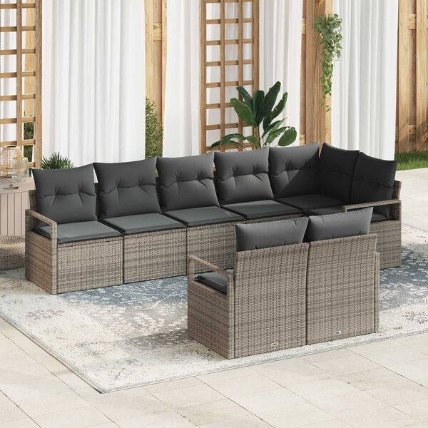 vidaXL Set di divani 8 pcs Grigio polyrattan