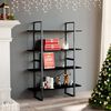 vidaXL Libreria a 4 Ripiani Nera 100x30x140 cm in Massello di Pino
