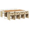 vidaXL Set da Pranzo da Giardino 9 pz con Cuscini Beige in Polyrattan