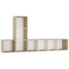 vidaXL Set Mobile TV 3 pz Bianco e Sonoma in Legno Multistrato