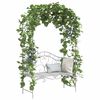 vidaXL Panchina da giardino con cuscino Bianco 104 x 54 x 93cm Acciaio