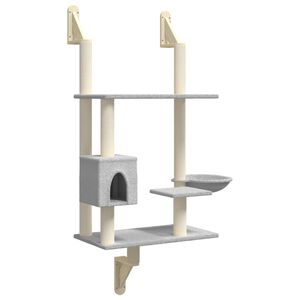 vidaXL Albero per Gatti con Tiragraffi a Parete Grigio Chiaro 153 cm