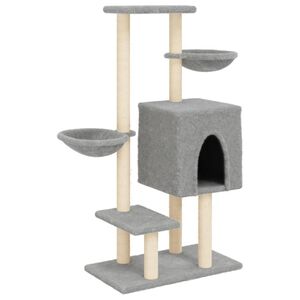 vidaXL Albero per Gatti con Tiragraffi in Sisal Grigio Chiaro 117 cm