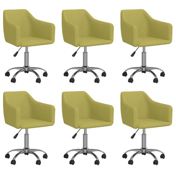 vidaXL Sedie da Pranzo Girevoli 6 pz Verde in Tessuto