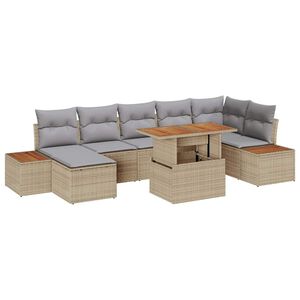 vidaXL Set Divano da Giardino 8 pcs Beige Poly Rattan