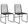 vidaXL Sedie da giardino 2 pcs Nero 48 x 55 x 89,5 cm Rattan