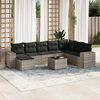 vidaXL Set Divano da Giardino 9pz con Cuscini Grigio Chiaro Polyrattan