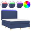 vidaXL Letto a Molle con Materasso e LED Blu 140x190 cm in Tessuto