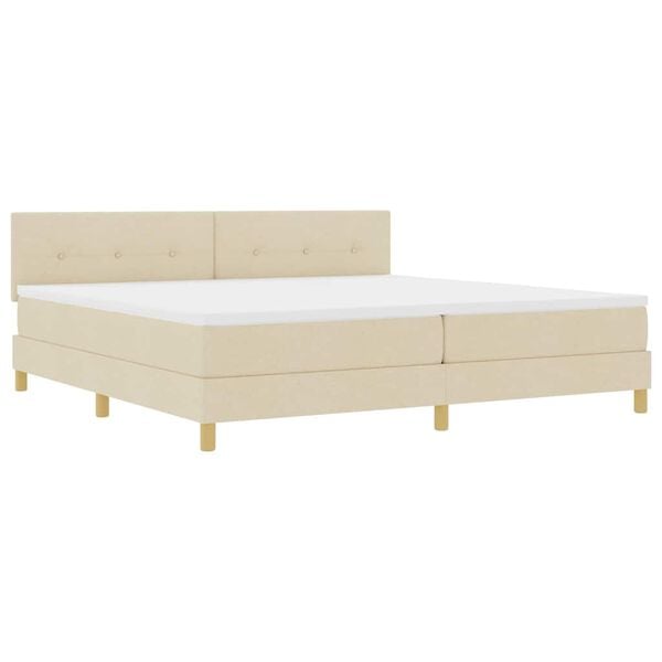 vidaXL Letto a Sorgente LED con materasso Crema 200 x 200 cm Tessuto
