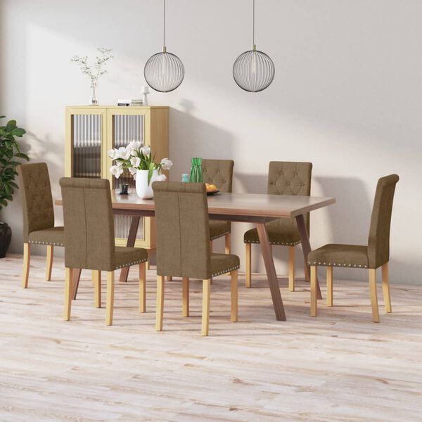 vidaXL Sedie da Pranzo 6 pz Marroni in Tessuto
