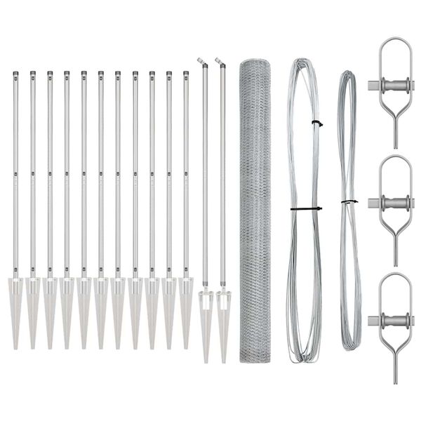 vidaXL Palo della recinzione Argento 25 x 1,6 m (rete da 25 mm)