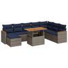 vidaXL Set Divano da Giardino 9 pz con Cuscini Grigio in Polyrattan