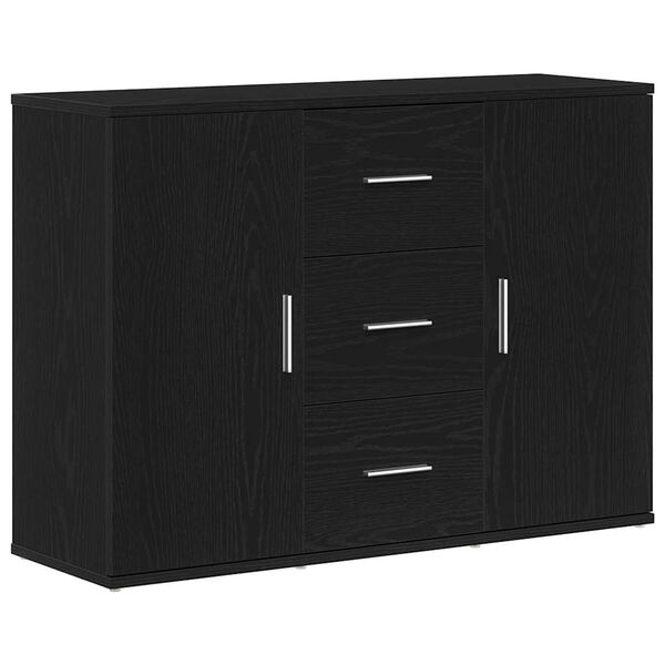 vidaXL Credenza Rovere Nero 91x29,5x65 cm in Legno Multistrato