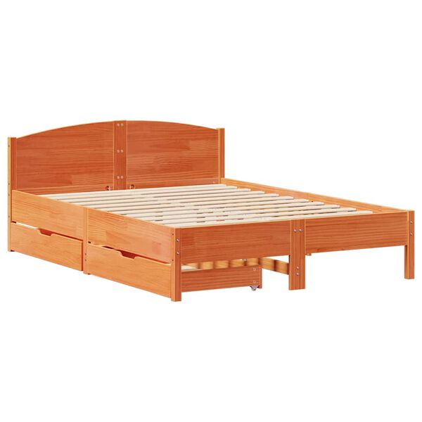vidaXL Letto senza Materasso Marrone Cera 135x190 cm in Legno di Pino