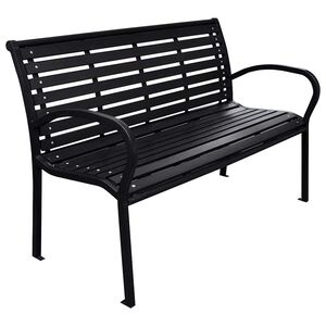 vidaXL Panca da Giardino Nera 116 cm Acciaio e WPC